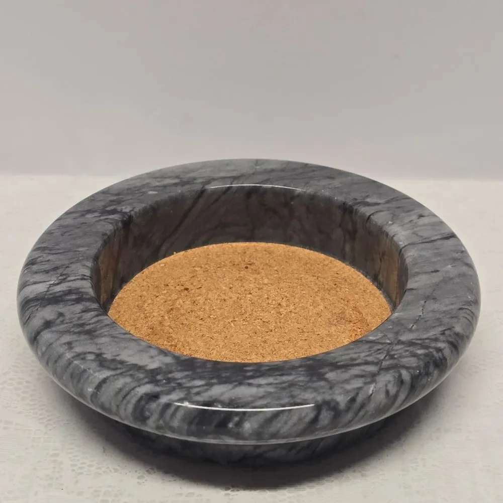 Crate and Barrel Gray Grey Marble Wine Bottle Coaster Holiday Minimalist
